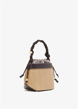 Bou Bucket raphia bag Seal Brown C2080022 Ganni 